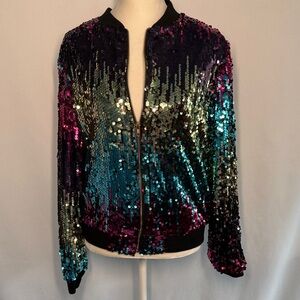 ❤️3/$30 Touch Me Sequin Bomber Jacket - Multicolor